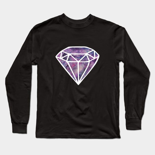 Galaxy Diamond | Purple + Pink Diamond | Watercolor Galaxy Diamond Long Sleeve T-Shirt by Tilila